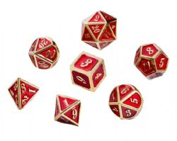 DICE HABIT -  METAL & ENAMEL, RED & GOLD -  7 DICE RPG SET METAL & ENAMEL