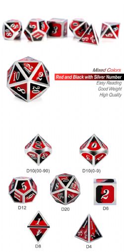 DICE HABIT -  METAL & ENAMEL, SPIDER -  7 DICE RPG SET METAL & ENAMEL