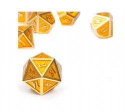 DICE HABIT -  METAL & ENAMEL, YELLOW & GOLD -  7 DICE RPG SET METAL & ENAMEL