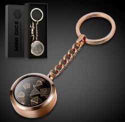 DICE HABIT -  MINI METAL DICE KEYCHAIN - ROSE GOLD -  DICE ACCESSORY