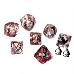 DICE HABIT -  RESIN, INCLUSION WITH PENGUINS -  7 DICE RPG SET RESIN