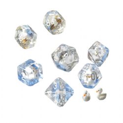 DICE HABIT -  RESIN, INCLUSION WITH SWANS -  7 DICE RPG SET RESIN