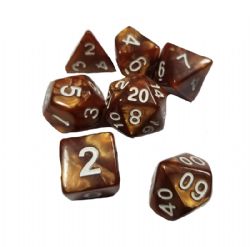 DICE HABIT -  RESIN, PEARLESCENT BROWN -  7 DICE RPG SET RESIN