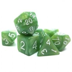 DICE HABIT -  RESIN, PEARLESCENT GRASS GREEN -  7 DICE RPG SET RESIN