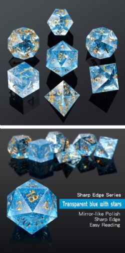 DICE HABIT -  SHARP EDGE, CONSTELLATION -  7 DICE RPG SET SHARP EDGE