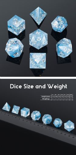DICE HABIT -  SHARP EDGE, FROZEN -  7 DICE RPG SET SHARP EDGE