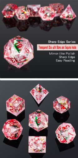 DICE HABIT -  SHARP EDGE, HOLIDAY -  7 DICE RPG SET SHARP EDGE