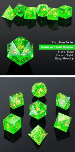 DICE HABIT -  SHARP EDGE, KRYPTONITE -  7 DICE RPG SET SHARP EDGE