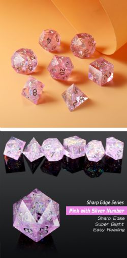 DICE HABIT -  SHARP EDGE, ROSE -  7 DICE RPG SET SHARP EDGE