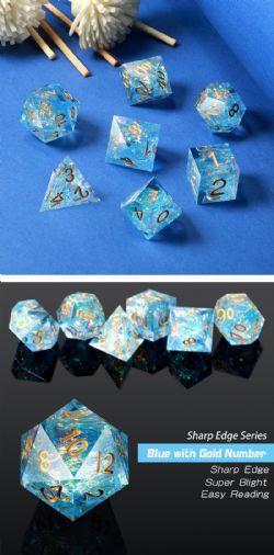DICE HABIT -  SHARP EDGE, TOPAZ -  7 DICE RPG SET SHARP EDGE