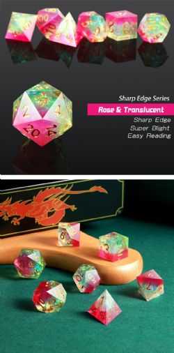 DICE HABIT -  SHARP EDGE, TOURMALINE -  7 DICE RPG SET SHARP EDGE