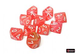 DICE SET -  10 D10, FESTIVE - DAHLIA PINK & BLANC - LUMINARY