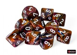 DICE SET -  10 D10, FESTIVE - SYMPHONY & WHITE