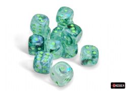 DICE SET -  12 D6, BOREALIS - KELP TEAL & LIGHT GREEN - LUMINARY