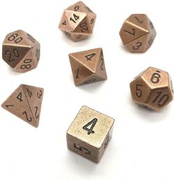 DICE SET -  7 POLYHEDRAL METAL DICE - COPPER
