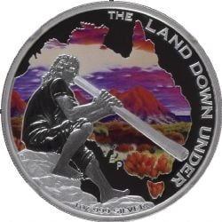 DIDGERIDOO -  LAND DOWN UNDER - FINE SILVER COIN -  AUSTRALIA COINS