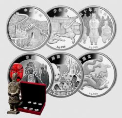 DISCOVER CHINA - FINE SILVER 6-PIECE MEDALLION SET -  2015 CHINA COINS