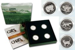 DISCOVERING NATURE -  CATS OF CANADA - 4-COIN SET -  1999 CANADIAN COINS 05