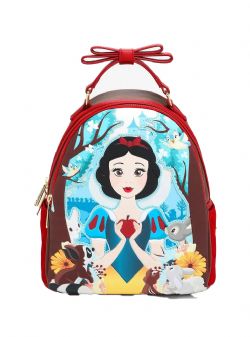 DISNEY -  SNOW WHITE AND THE SEVEN DWARFS APPLE QUILTED VELVET MINI BACKPACK -  LOUNGEFLY