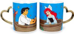 DISNEY -  THE LITTLE MERMAID ARIEL & ERIC SET OF 2 CERAMIC COFFEE MUGS WITH HEART-SHAPED HANDLE (14 OZ)