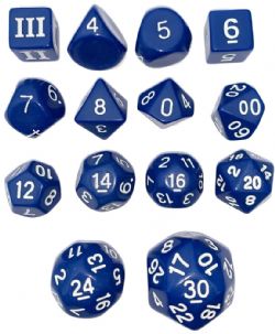 DUNGEON CRAWL CLASSICS -  14 DICE DCC RPG SET, OPAQUE INDIGO DCC RPG