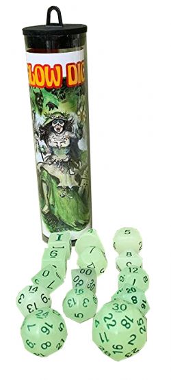DUNGEON CRAWL CLASSICS -  14 POLYHEDRAL GLOW EFFECT DICE SET - CHAOTIC WIZARD