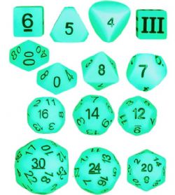 DUNGEON CRAWL CLASSICS -  14 POLYHEDRAL GLOW EFFECT DICE SET - LIGTHNING BOLT