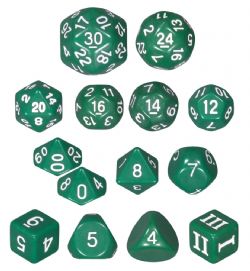 DUNGEON CRAWL CLASSICS -  14 POLYHEDRAL OPAQUE DICE SET - GREEN
