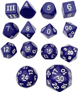 DUNGEON CRAWL CLASSICS -  14 POLYHEDRAL OPAQUE DICE SET - PURPLE