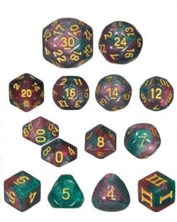 DUNGEON CRAWL CLASSICS -  14 POLYHEDRAL OPAQUE DICE SET - THE WIZARD VANS STELLAR STOWAWAY