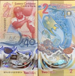 EAST CARIBBEAN STATES -  2 DOLLARS 2023 (UNC) - COMMEMORATIVE NOTE 61