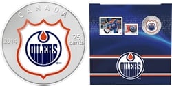 EDMONTON OILERS -  EDMONTON OILERS LOGO - STAMPS AND COIN SET -  2014 CANADIAN COINS