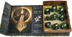 ELDER DICE -  9 DICE RPG SET, ELDER SIGN AEGIS WHITE