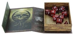 ELDER DICE -  BRAND OF CHTULHU BONE WHITE AND RED - 9 POLYHEDRAL DICE