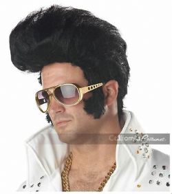 ELVIS PRESLEY -  ROCK N' ROLL WIG - BLACK (ADULT)