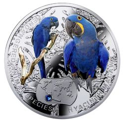 ENDANGERED ANIMALS SPECIES -  HYACINTH MACAW -  2014 MINT OF POLAND COINS 01