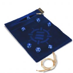 ENHANCE -  TABLETOP ROLL ON A SCROLL DICE CASE AND 7PC ACRYLIC DICE SET –BLUE