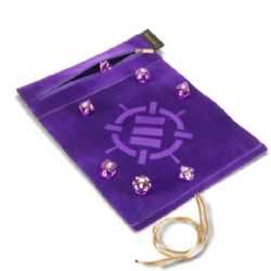 ENHANCE -  TABLETOP ROLL ON A SCROLL DICE CASE AND 7PC ACRYLIC DICE SET –PURPLE