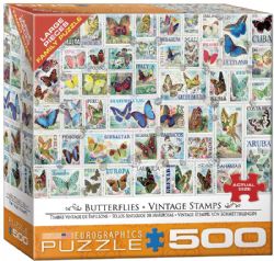EUROGRAPHICS -  BUTTERFLIES VINTAGE STAMPS (500 PIECES)