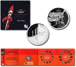 EUROPE -  50 ANNIVERSARY COIN SET TINTIN EXPLORERS ON THE MOON 1954-2004