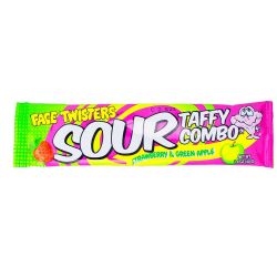 FACE TWISTERS -  TAFFY COMBO - STRAWBERRY & GREEN APPLE -  SOUR