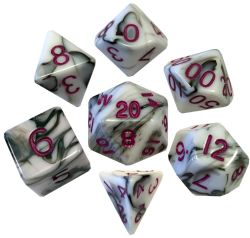 FANROLL -  7 POLYHEDRAL ACRYLIC DICE - MARBLE & PURPLE