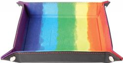 FANROLL -  FOLD UP VELVEL DICE TRAY - BLACK & RAINBOW