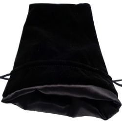 FANROLL -  VELVET DICE POUCH - BLACK W/ BLACK SATIN (6