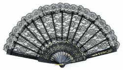 FANS -  BLACK AND GOLD FAN O' LACE