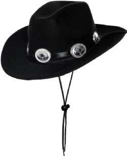 FAR WEST -  CONCH COWBOY HAT - BLACK (ADULT)