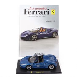 FERRARI -  488 SPIDER 2011 1/24 - BLUE WITH BOOK -  LES GRANDES FERRARI