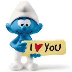 FIGURINE SCHLEICH -  SMURF WITH A SIGN (I LOVE YOU) -  THE SMURFS 20823