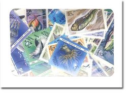FISHES -  200 ASSORTED STAMPS -  FISHES, MARINE FAUNA