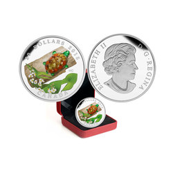 FLORA AND FAUNA -  TURTLE WITH BROADLEAF ARROWHEAD FLOWERS -  2015 CANADIAN COINS 05